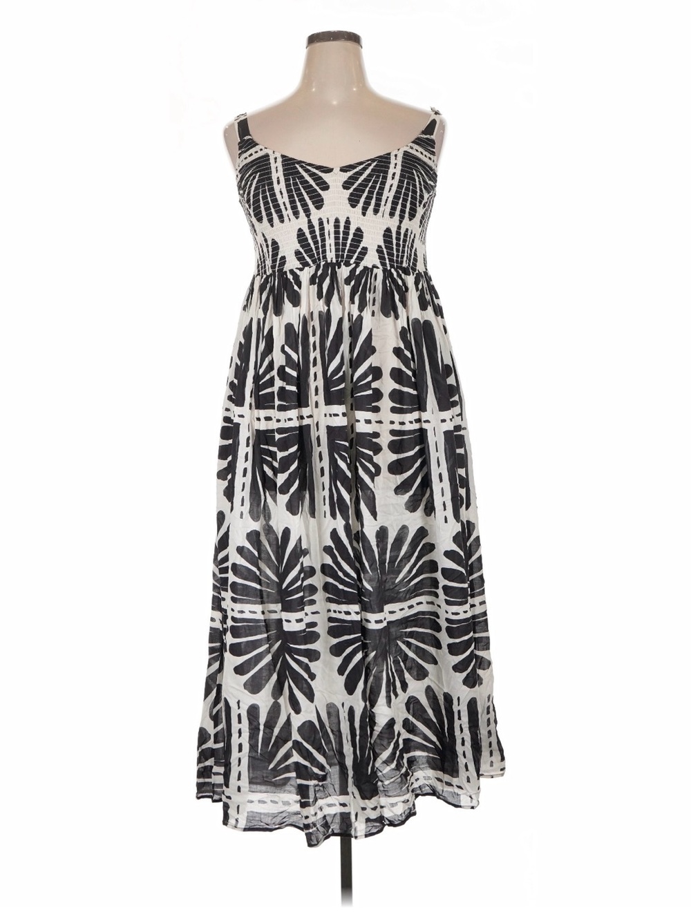Universal Standard Black & White Floral Smocked Maxi Dress